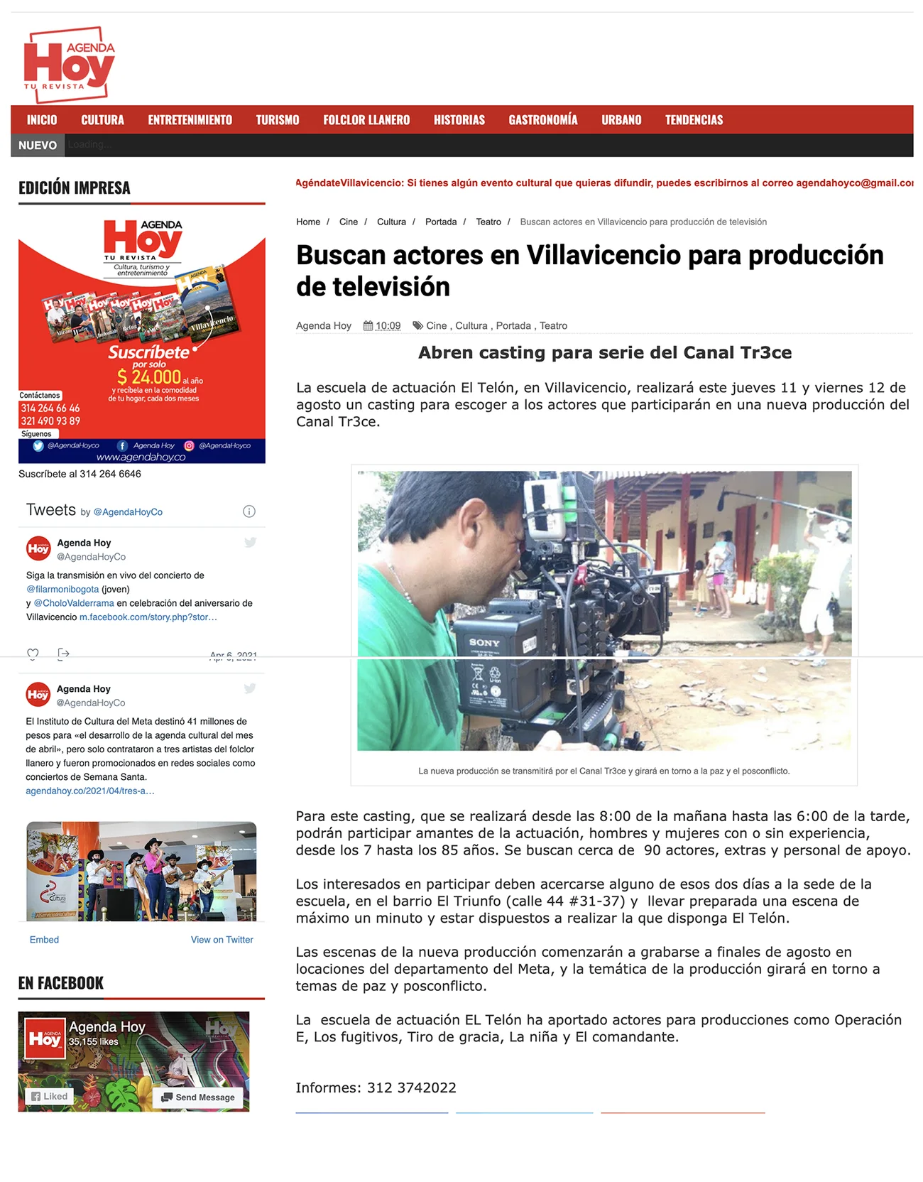 Recorte de prensa: cumbre cultural en torno a la sala Al Acto