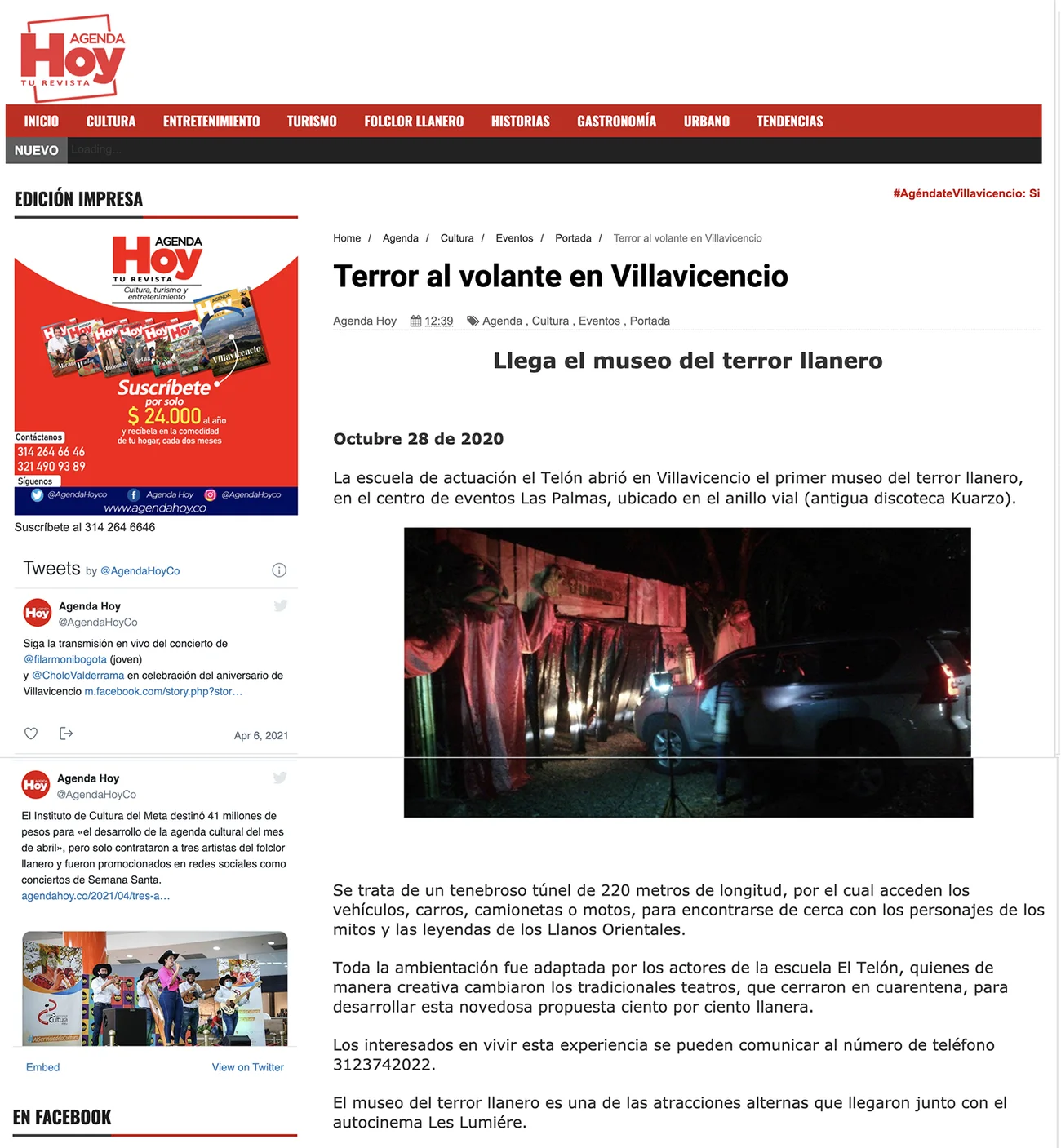 Recorte de prensa: El Telón reconocido como sala concertada en 2020